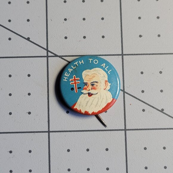 Accessories - VTG National Tuberculosis Association Health To All Santa Claus Pin Back Button